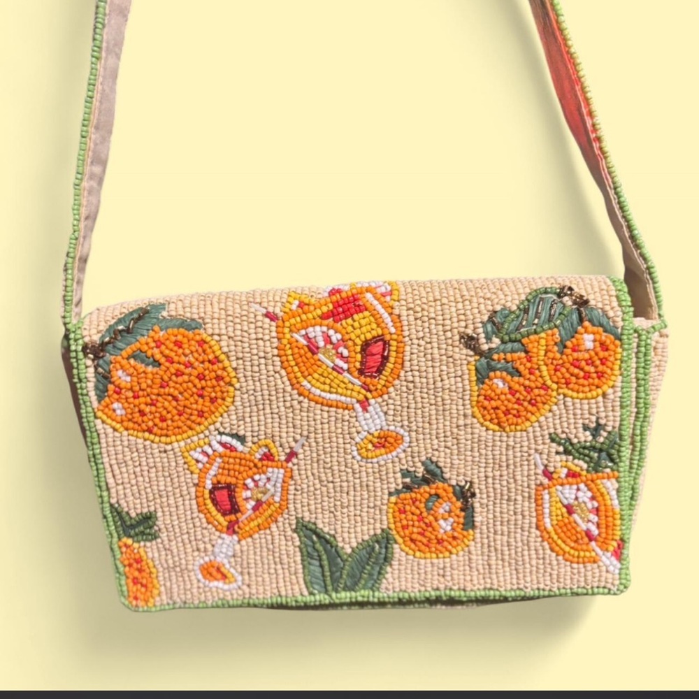 T.J.Maxx Beaded Fruit Pattern Shoulder Bag